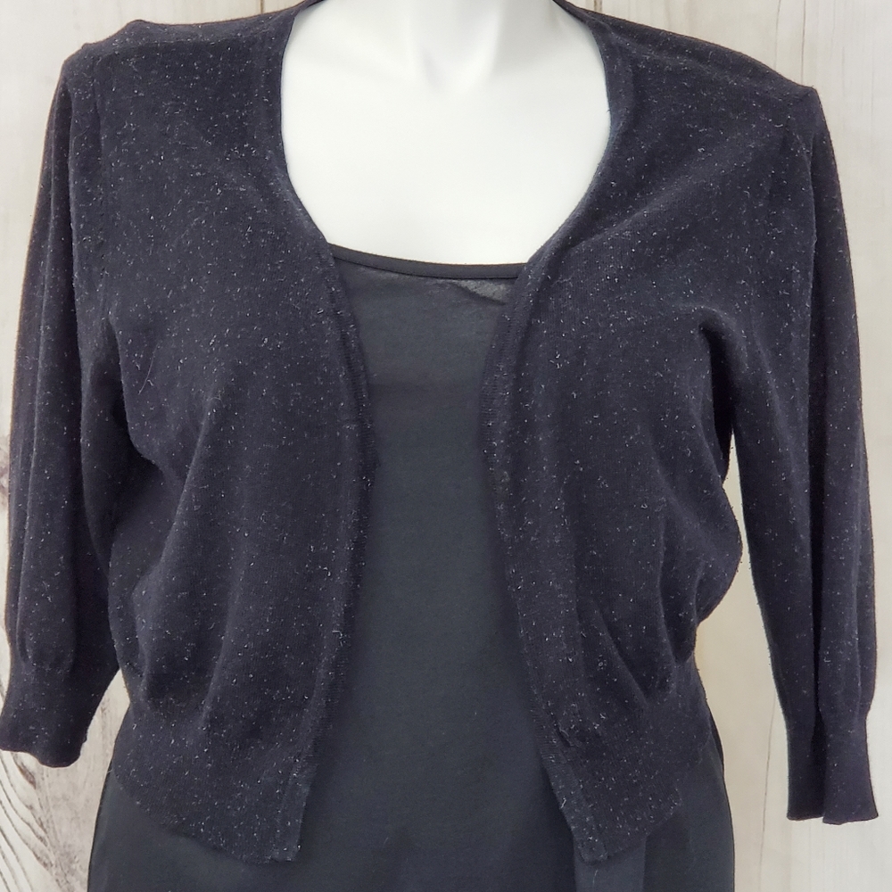 Torrid Cardigan Shrug Black Heather Charcoal White